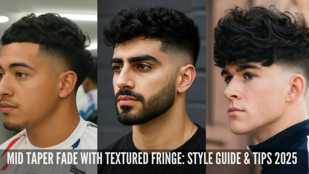 Mid Taper Fade with Textured Fringe